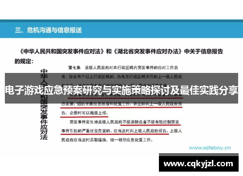 电子游戏应急预案研究与实施策略探讨及最佳实践分享